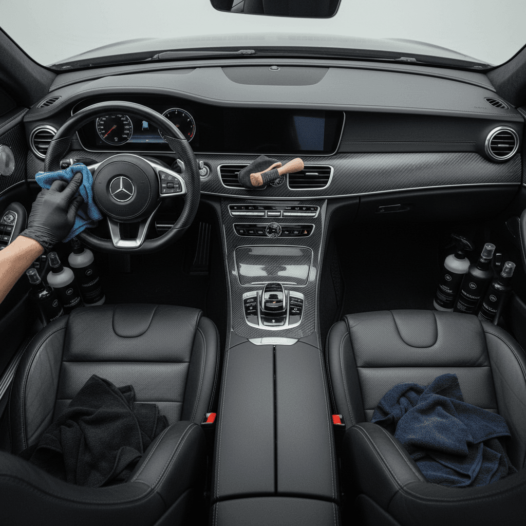 Detailed car interior with clean seats